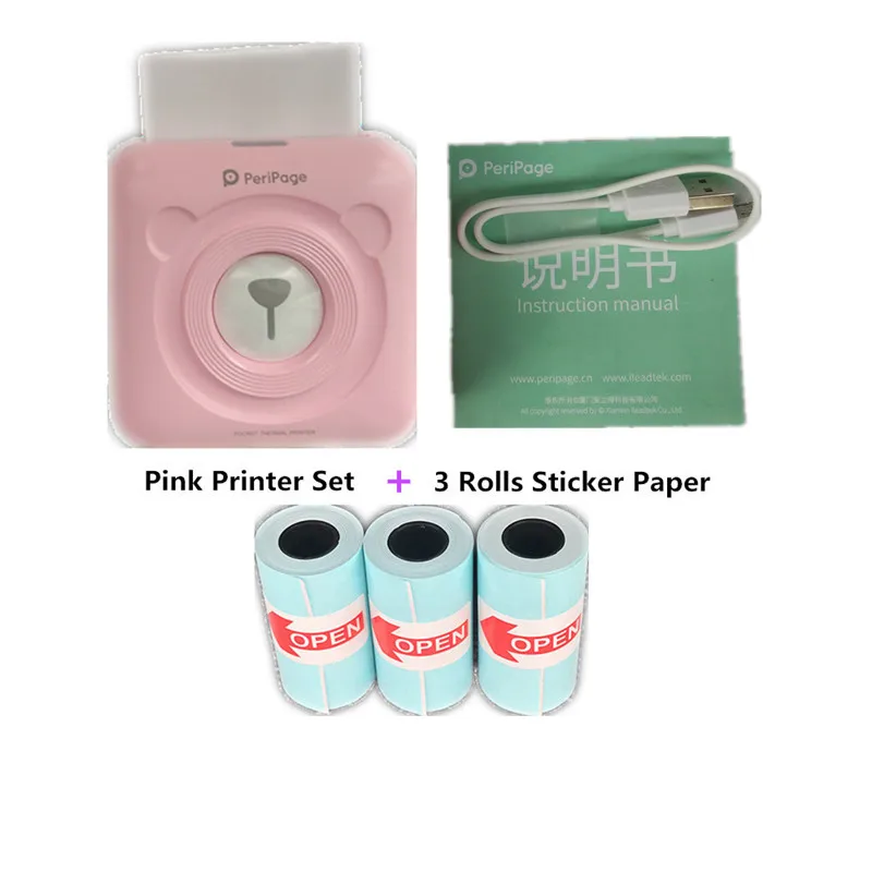 Add Sticker Paper 3 GOOJPRT портативный Bluetooth беспроводной фотопринтер Карманный PeriPage мини термопечать USB подключение Impresoras Fotos - Цвет: Add Sticker Paper 3