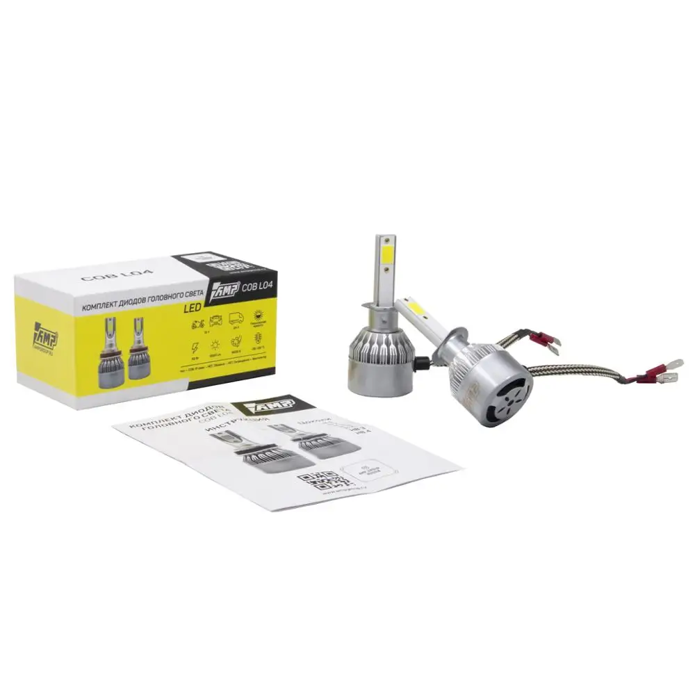 AMP COB L04 Светодиод головного света H7 H11 H1 H3 9005 9006 H4 (ближ/дальн.) 60 Вт 8000LM 6000К авто