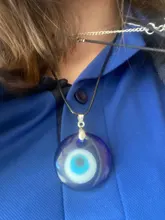 Collar con colgante de ojo malvado para mujer, gargantilla de 25MM, 30MM, 35MM, azul turco, ojo de cristal, cuerda de cuero, regalo de joyería