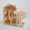 plywood doll house with tree 53 x 20 x 50 cm+present  wooden dollhouse constructor ► Photo 3/6