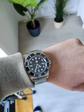 San Martin -Reloj de cuarzo con cristal de zafiro, pulsera de reloj mecánico, automático, con esfera de cerámica y con fecha