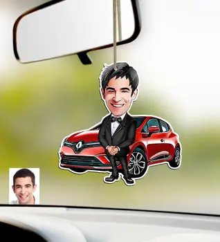 

Personalized Mr Renault Clio Caricature Of Wood Car Rearview Mirror Süsü-1