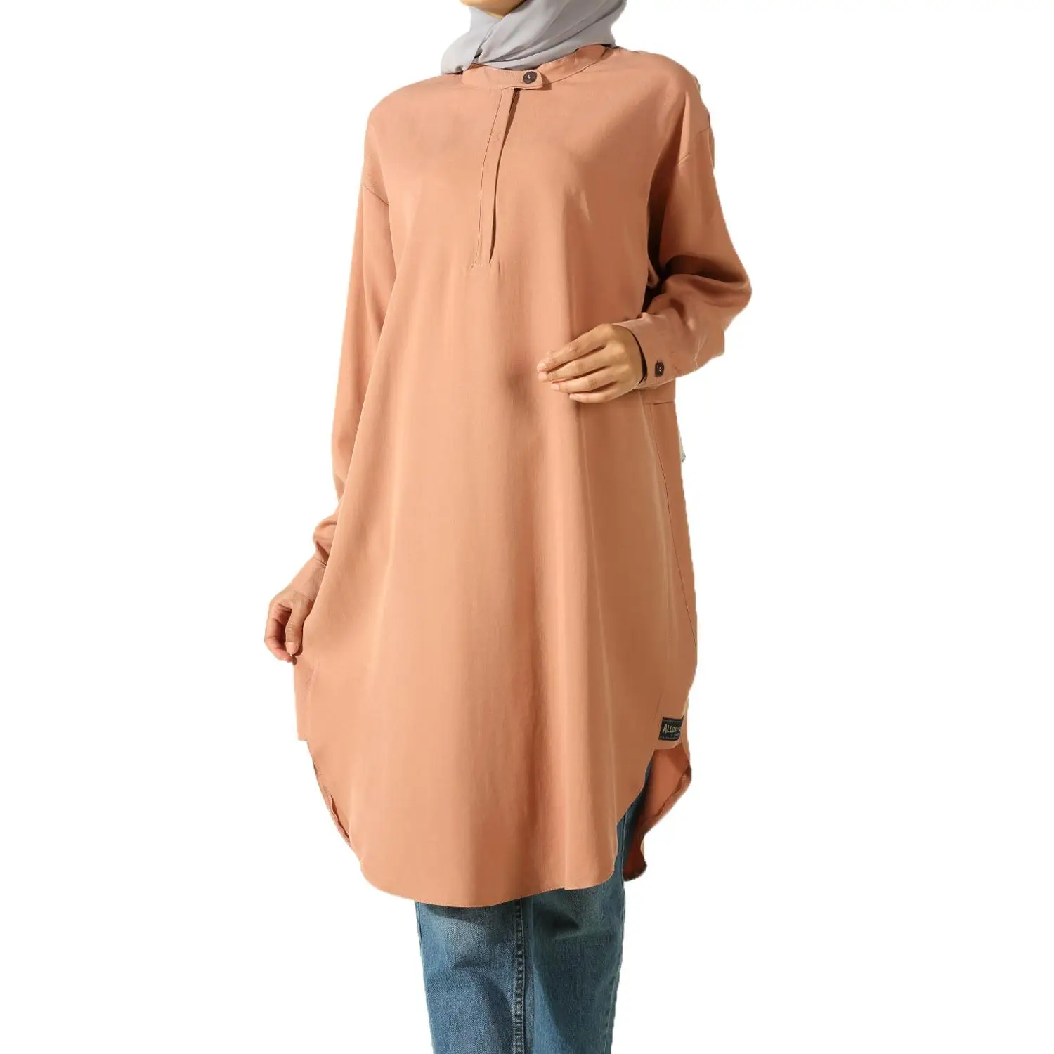 Туника из TENCEL с короткими рукавами - Цвет: Порошок