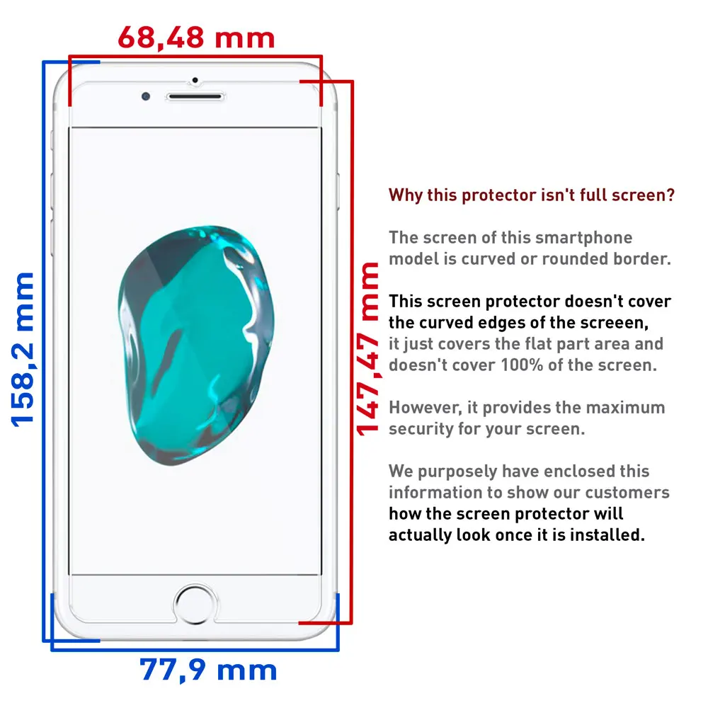 OcioDual закаленное стекло для iPhone 7 Plus/8 Plus плоская 2.5D 9H Защитная крышка для экрана прозрачная передняя Противоударная защита от царапин
