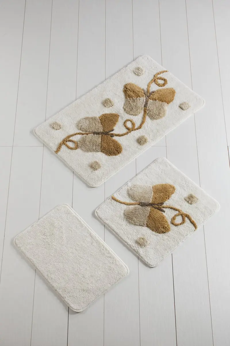 Коврик для ванной | коврик для ванной нескользящие Противоскользящие коврики Mari Caramel 60X100 см 3 li Kit-50X60 Cm-40X60 см