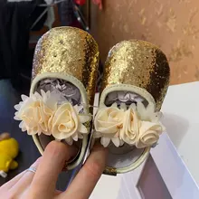 Ma & Baby-zapatos de princesa para bebés recién nacidos de 0 a 18 meses, con lentejuelas y lazo, para primeros pasos y diadema