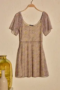 

Trendyol Yellow Pattern Tulle Knit Dress TWOSS20EL2891