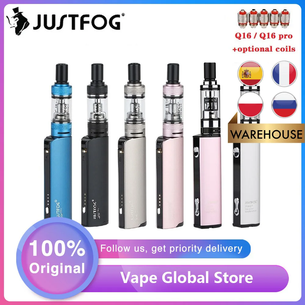 ГОРЯЧАЯ Оригинальная JUSTFOG Q16 & Pro Starter Kit с 900 мА/ч Батарея 1 9 мл Танк вейп-комплект