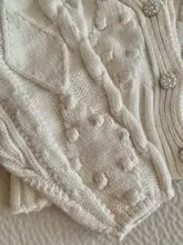 Westay jeli-cárdigan de punto para mujer, suéter grueso, suelto, de manga linterna, botón de perla, corto, dulce y estilo perezoso, primavera 2021