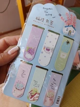 JIANWU 6 unids/set lindo imán de dibujo animado marcador vida fresco regalo creativo magnético marcadores para libros kawaii escuela suministros