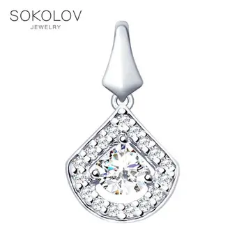 

SOKOLOV suspension of silver with Swarovski Crystals fashion jewelry 925 women's male, pendants for neck women