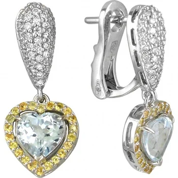 

Esthete earrings hearts with topaz, diamonds and sapphires in white gold