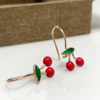 

New Cherry Child Tag Silver Earrings