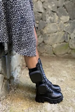 Botas negras Cremallera larga con bolsillos laterales para mujer de alta  calidad por Twittering moda Prada Forro cálido Falyon suela ligera de tacón  de 6cm de longitud - AliExpress Calzado