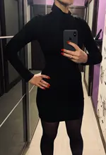 Short-Dress Wear Tight Long-Sleeve High-Collar Sexy Black Mini Sports Womens Summer