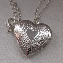 Diseño único tallado corazón-marco de fotos con forma colgante con abalorio, collares de medallón ajustables, joyería conmemorativa para hombres y mujeres