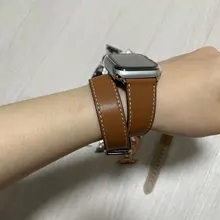 Correa de cuero genuino para Apple Watch, pulsera de reloj, Series 6, SE, 5, 4, 3, 2, 1, 44MM, 40MM, 42MM, 38MM, Iwatch