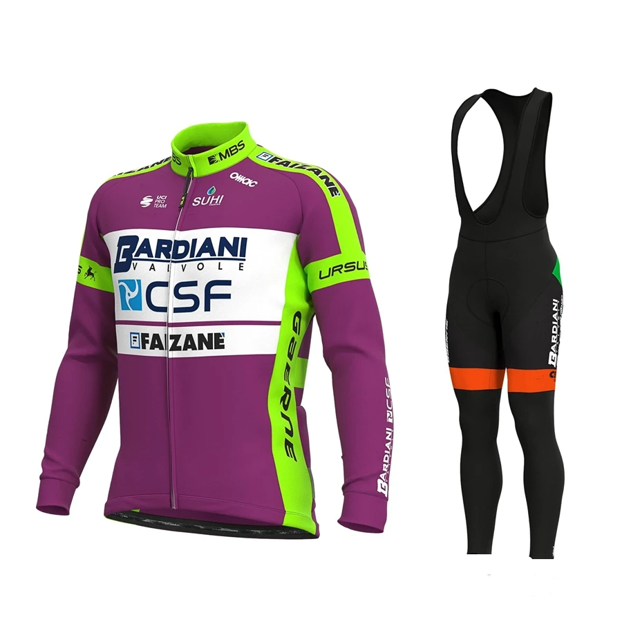 

bardiani csf men clothing 2020 winter fleece cycling ciclismo bike suit velveteen maillot MTB long sleeve jersey set bib trouser