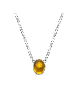

925 sterling silver necklace with stones: citrine, womens neck pendants, fashion jewelry, female.