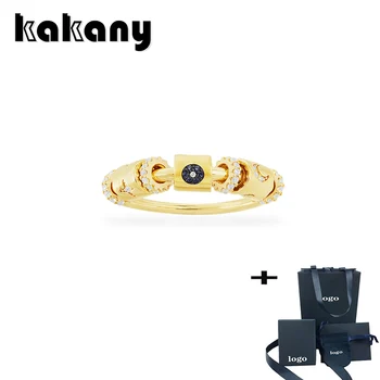 

Kakany 2020 New High-quality Copper Fashion Yellow Gold Star Moon Pattern Ring With Sliding Hoop Female Brand Party Jewelry