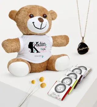 

Personalized Plush Teddy Bear Enamel Necklace and Chocolate Gift Set-2