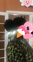 Alileader-moño de pelo rizado, extensiones de cabello sintético con pinza, coleta corta, coleta Afro esponjosa, moño para el cabello