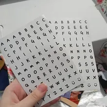 Mohamm-pegatina de corazón con letras en inglés para chica, suministros escolares, en blanco y negro, Cuenta de mano, 1 ud.