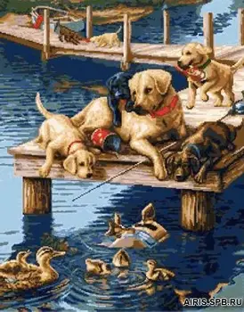 

G-1118 set for embroidery 'Tapestry Classic' 'Dogs and Ducks', 24x33 cm