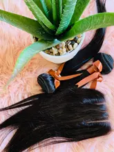 Mechones de pelo liso brasileño con cierre, cabello humano Remy de 30 pulgadas, Color Natural, 3 mechones