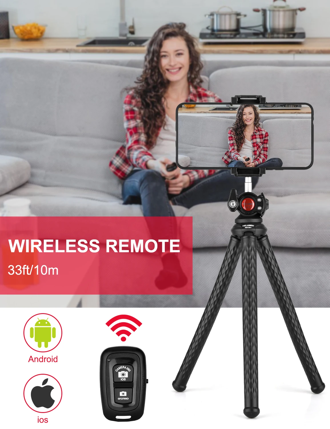  Yelangu Octopus Flexible Tripod wireless remote -smart cell direct