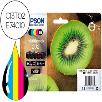 

Ink-jet epson 202 xp-6000/xp-6005/xp-6100/xp-6105 pack 5 Black Yellow cyan magenta photo Black 300 pag 154553-C13T02E740