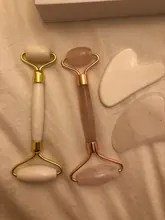 Gua Sha-Rodillo de Jade de cuarzo rosa Natural, masajeador corporal Facial, conjunto de piedra de Jade, herramienta de masaje de belleza para estiramiento Facial