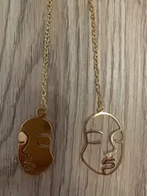 Pendientes de Clip de Cara hueca con estilo abstracto para niñas, sin Piercing, aretes con abalorio llamativo, novedad de 2019
