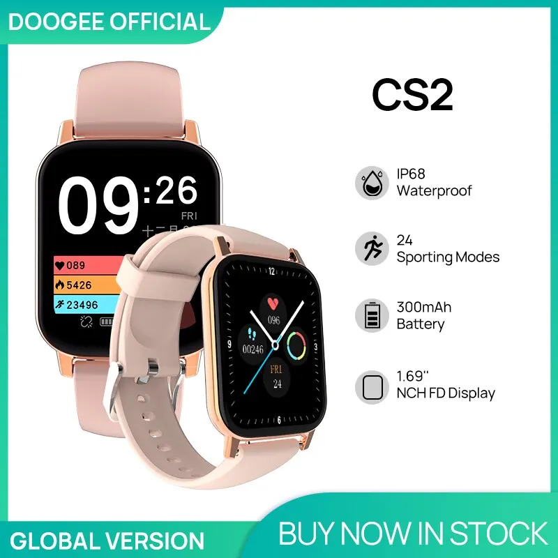 DOOGEE CS2 Smartwatch 1.69 inch 2021 New Smart Watch Women Men Full Touch  Fitness Tracker IP68 waterproof 300mAh 24 Sports Modes|Smart Watches| -  AliExpress