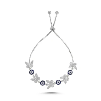 

KUTAYDAN 925 Sterling Silver Zircon Stone Butterfly Elevator Bracelet