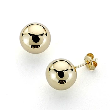 

18k gold earrings smooth ball 10mm. Pressure [7890]