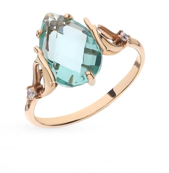 

Gold ring with quartz and cubic zirconia sunlight sample 585