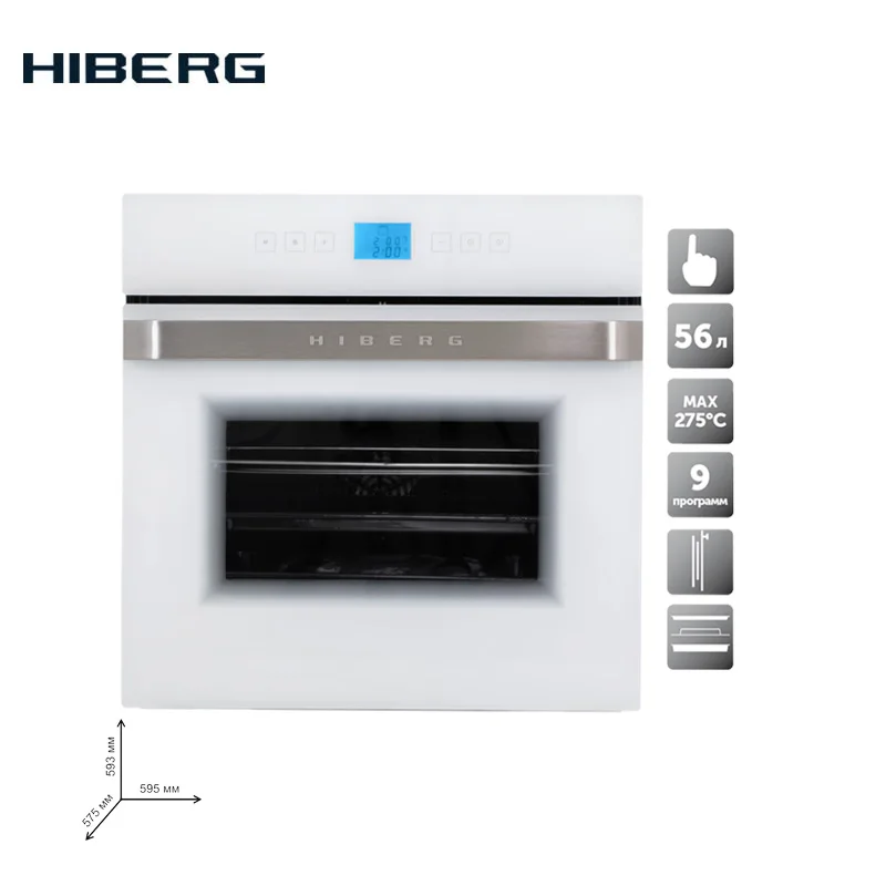 Электрический духовой шкаф с конвекцией HIBERG VM 6495W стекло (сенсорный дисплей 9