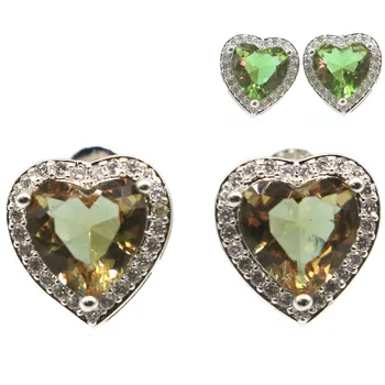 

11x11mm SheCrown Heart Shape Created Color Changing Spinel Zultanite CZ Silver Earrings
