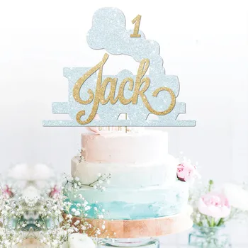 

Custom Train cake topper custom, personalised big cake centerpiece glitter Train milestones birthday Party Decorations