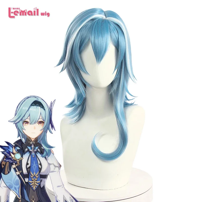 L-email wig Synthetic Hair Genshin Impact Eula Cosplay Wig Genshin Impact Cosplay Blue Mixed White Short  Heat Resistant Hair наклейка для кия navigator blue impact m 11мм 45 320 11 2