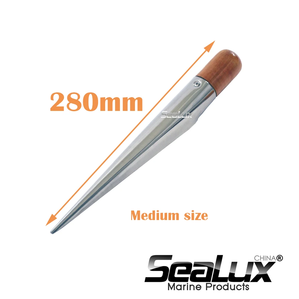 Lidar com Aço Acessório de Pesca 280mm para Barco Sealux Médio Splicing Spike Madeira Inoxidável Marinha 4 Sealux médio splicing spike madeira lidar com