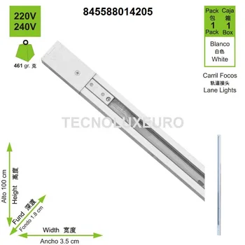 

Carril recto bifásico aluminio 1Metro Blanco 14205