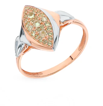 

Gold ring with хризолитом and cubic zirconia sunlight sample 585