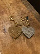 ZOSHI-Llavero borla cuero con forma de corazón, llavero con anilla para llaves, llavero de cristal de Metal, bolso con abalorio, colgante automático, regalo, precio al por mayor