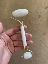 Rodillo de Jade para masaje Facial, rodillo de Jade verde y rosa, piedra Natural, herramientas para el rostro, mentón, cuello, belleza, cuidado de la piel