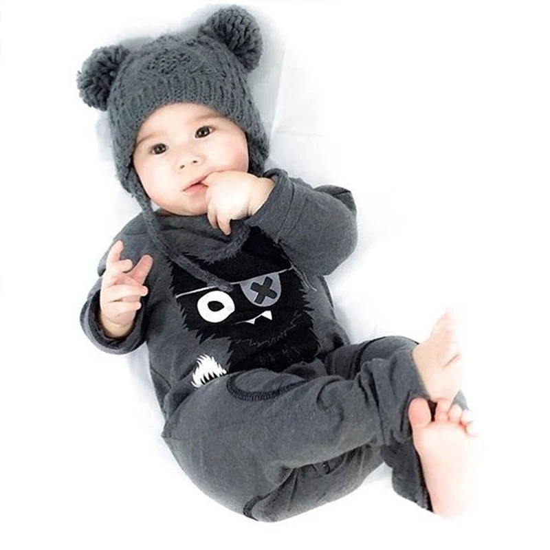 TinyPeople/ Детский комбинезон с принтом пирата и кота, хлопковая осенняя одежда для новорожденных мальчиков и девочек, одежда для малышей, комбинезон с длинными рукавами