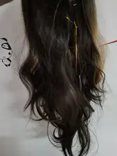 Pequeña LANA sintético Ombre negro marrón de oro con pelucas con reflejos largo ondulado resistente al calor de la parte media Cosplay pelucas para mujeres