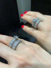 Conjunto de anillos de boda para mujer, de lujo, Plata de Ley 925, grande, compromiso, dedo africano, regalo de Navidad, joyería R4428