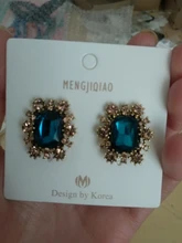 Stud-Earrings Jewelry-Accessories Crystal Square MENGQIAO Vintage Fashion Luxury Women